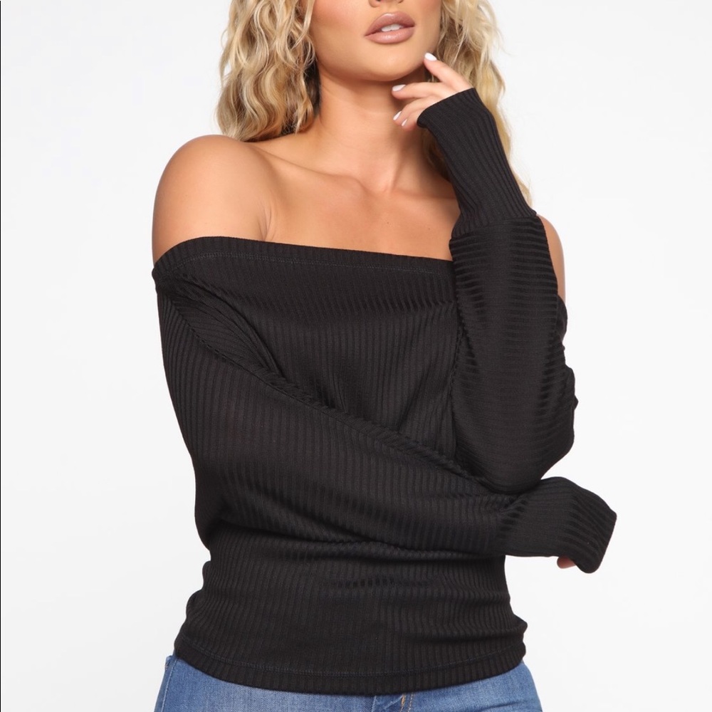 Fashion Nova Off The Shoulder Black Top